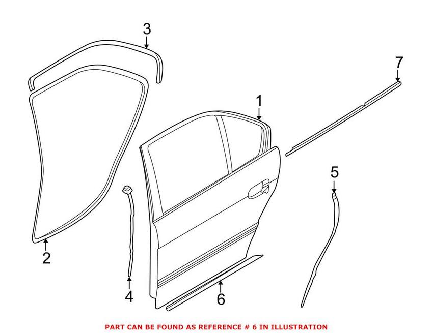 BMW Door Seal - Rear Passenger Side Lower 51228150710